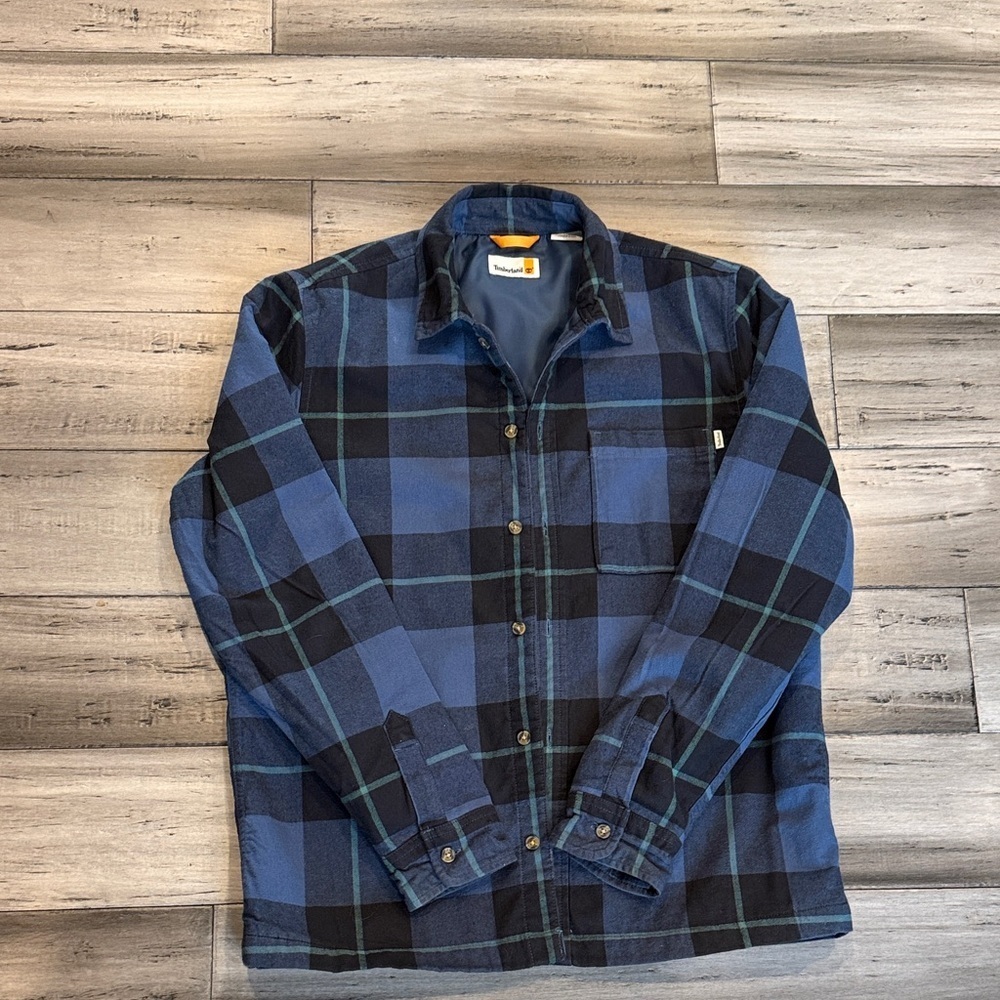 Timberland Blue and Black Plaid Shirt Jacket - Picture 3 of 14
